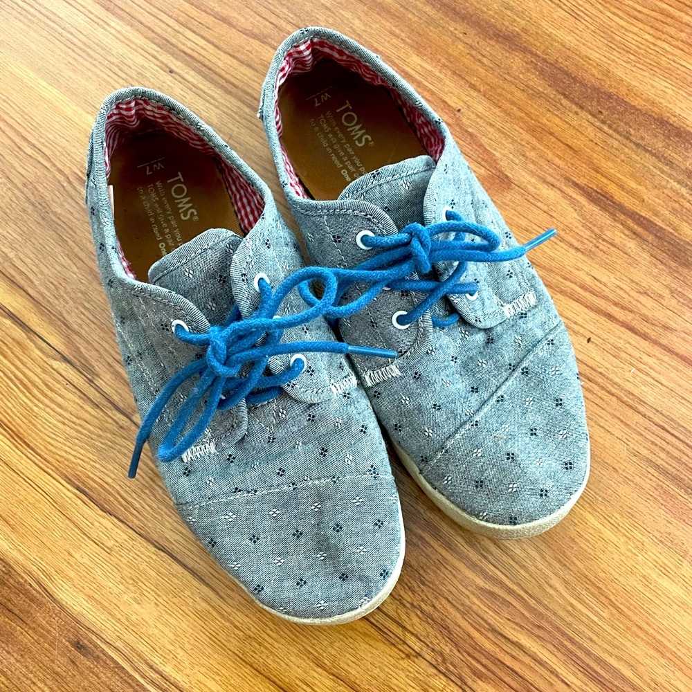 Toms Paseo Sneakers Chambray Blue Flowers